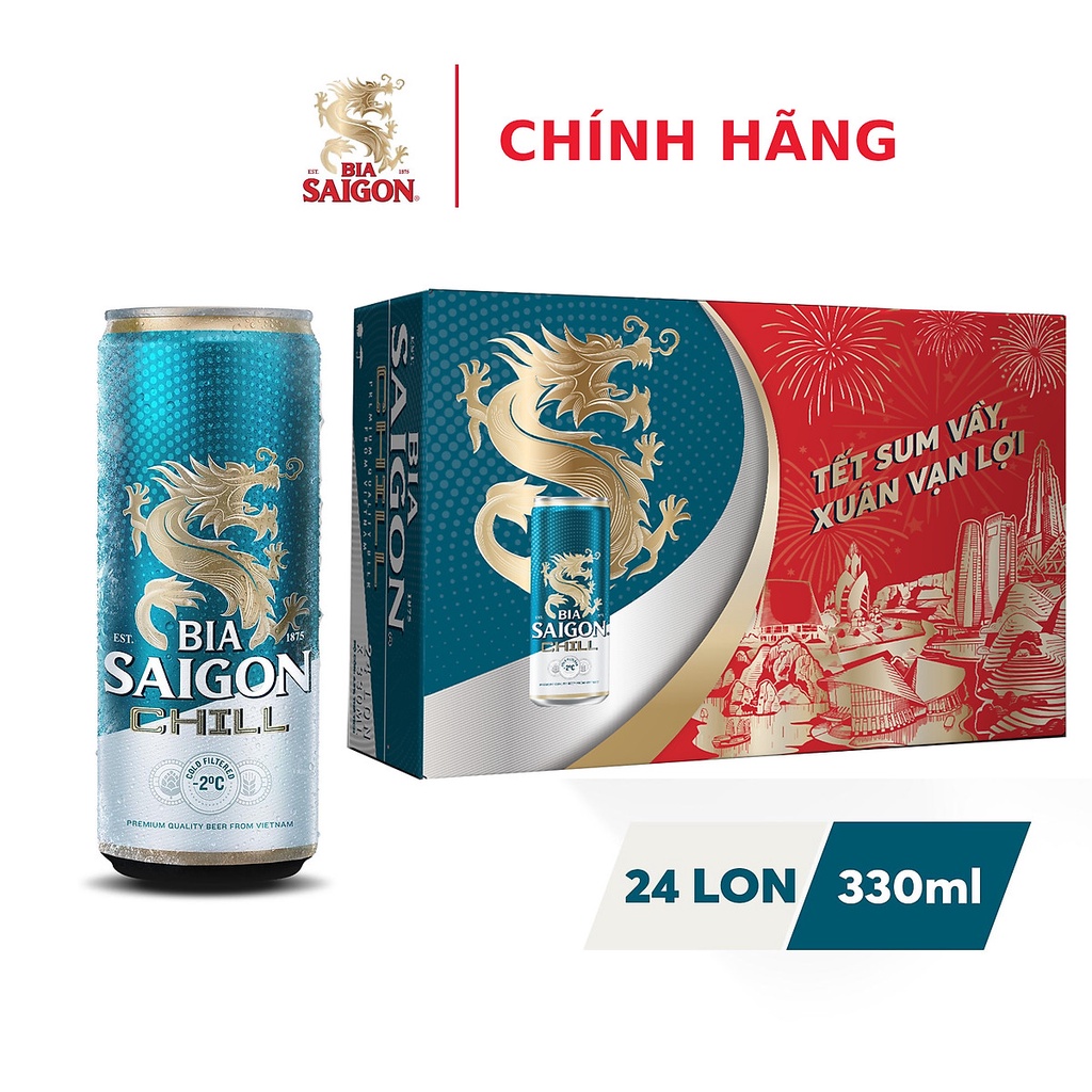 Cbig.vn -Thùng 24 Lon Bia Sài Gòn Chill 330ml-Hệ thống tạp hóa Cbig.vn - giao hàng ifast