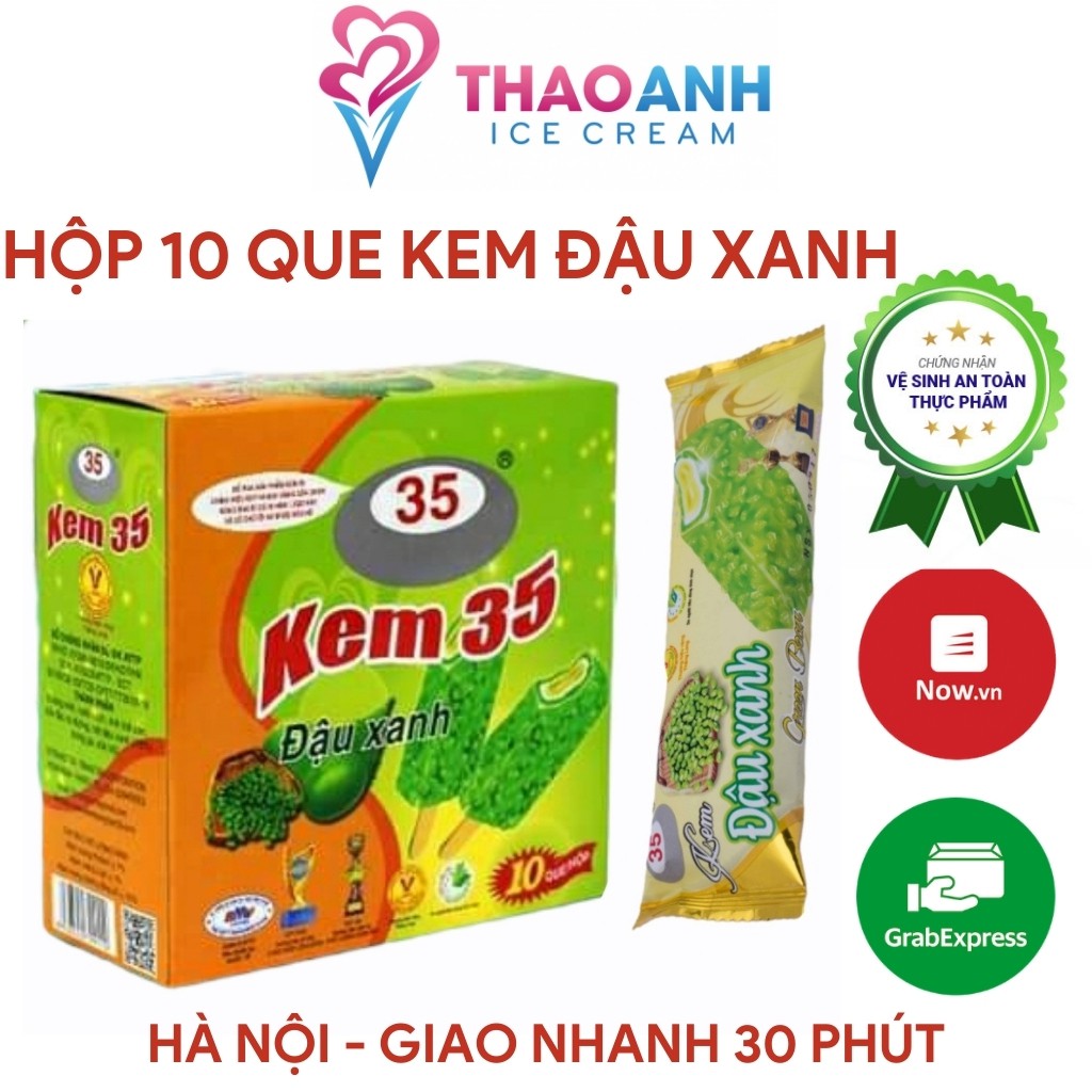 Kem Tràng Tiền 35 - Hộp 10 que kem đậu xanh [Hà Nội - Giao nhanh 30 phút Nowship & Grab] - Thảo Anh 