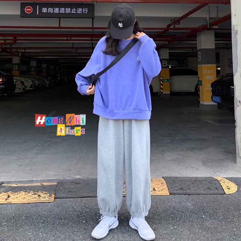 Quần Jogger Basic Pant Ulzzang Unisex Jogger Trơn Bo Lai Màu Xám - MM