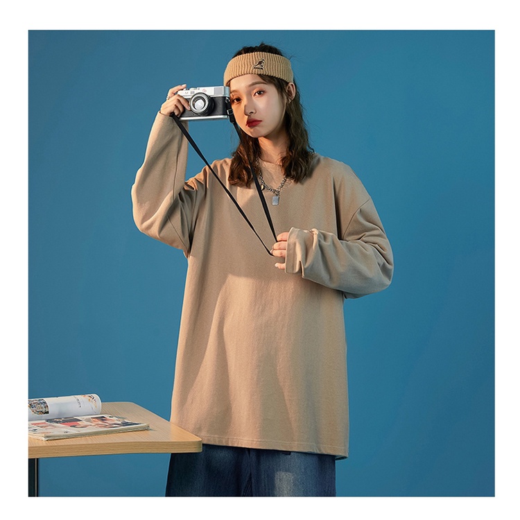 Áo thun dài tay trơn  MÀU CACAO  phông Unisex nam nữ tee oversize form rộng pull Ulzzang Streetwear thu đông vải mềm
