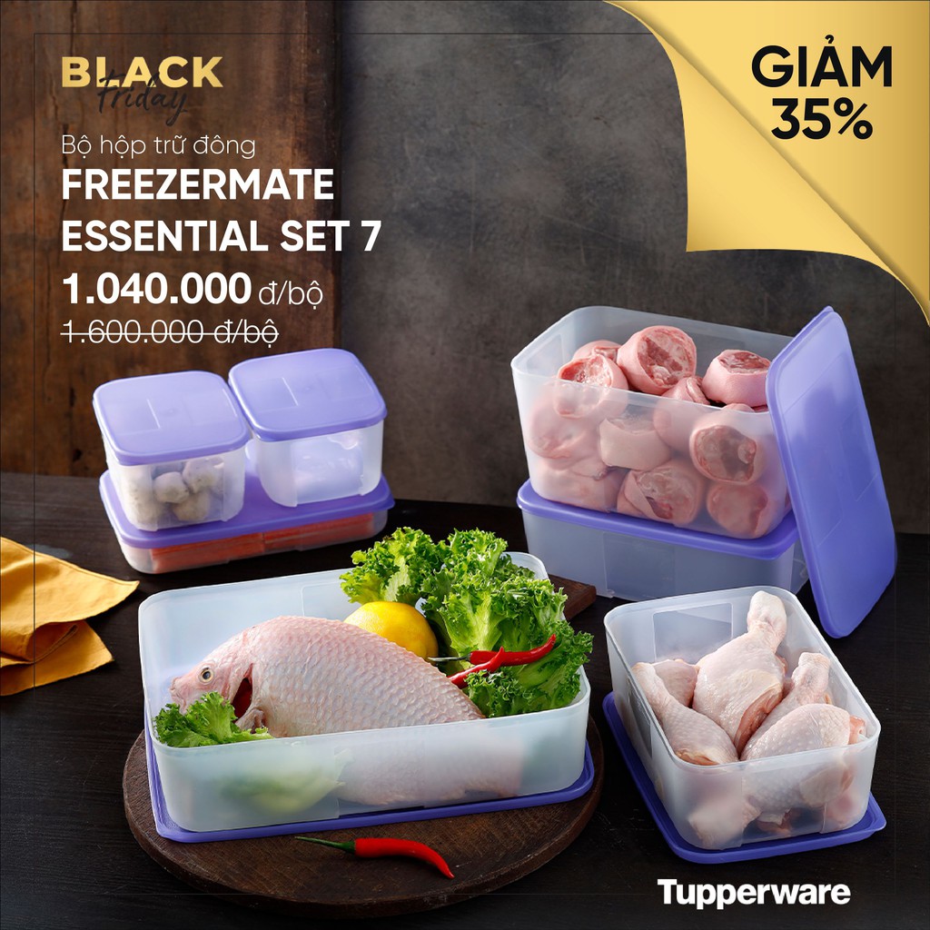 Tupperware ❤️Freeship❤️Bộ hộp bảo quản trữ đông Freezermate 8 hộp (1/2 bộ 16)