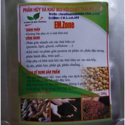 Chế phẩm EMZONE ( EMZEO ) gói 200gr dùng phân hủy và khử mùi hôi chất thải hữu cơ