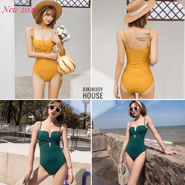 [ New 2020] Bikini swimwear bộ bơi một mảnh ngực xẻ