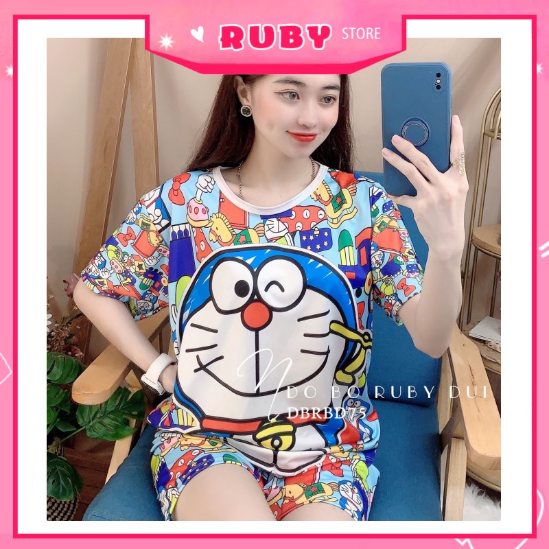 Đồ bộ Doremon ❤️ Bộ ngủ bé trai bé gái Unisex Phom To đến 57KG chất thun mịn mát ❤️ Set bộ hoạt hình ❤️ DBRBD