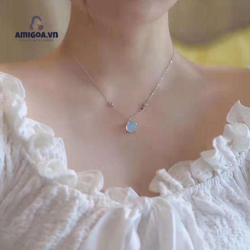 ✨✨Vòng cổ Mặt Trăng Và Đá Lửa Thiết Kế Xương Đòn Làm Quà Sinh Nhật Cho Nữ