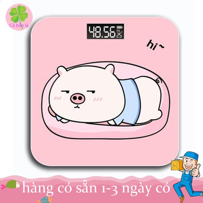 Cân Điện Tử Sức Khoẻ Sạc Pin Loại Mới, Bền Và Chịu Lực Tốt, Hình Chú Heo - Tặng Kèm Cap Sạc 180kg