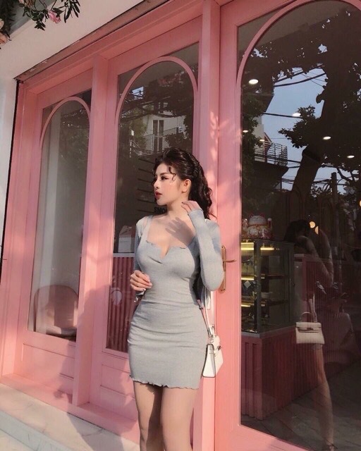Đầm body Hai Dây có áo Khoác (2 món) A2-AK