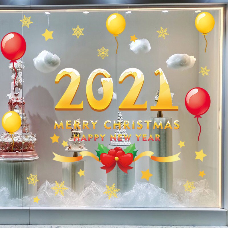 Decal dán Noel HÍT TĨNH ĐIỆN - 2021 ĐÁNG YÊU CHÀO LỄ