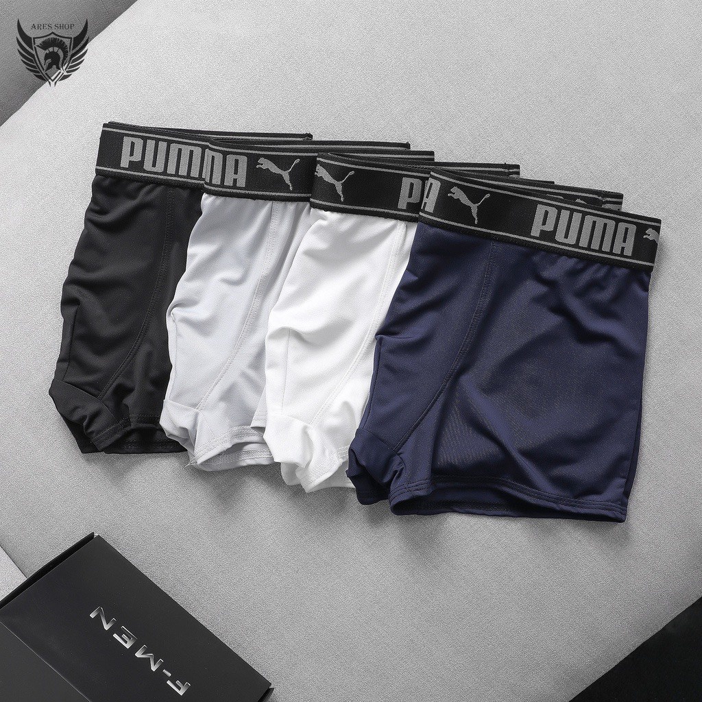 Quần lót nam, quần boxer họa tiết in chữ chất thun lạnh mềm mịn siêu mát thấm hút mồ hôi phong cách nam tính - PU.MA