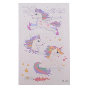 Tấm Hình Xăm Kỳ Lân Dán Tạm Thời Chống Nước Hình Ngựa Mộ Sừng Little Pony Động Vật Dễ Thương