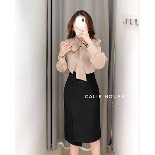 Áo sơ mi buộc nơ cho nữ