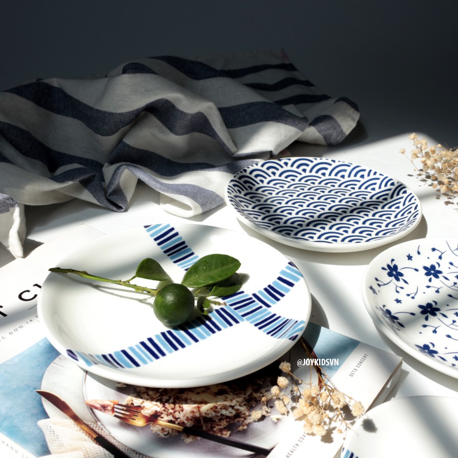 Dĩa gốm tròn họa tiết phong cách Bắc Âu hiện đại | Đĩa gốm tròn D15cm - Ceramic round dish