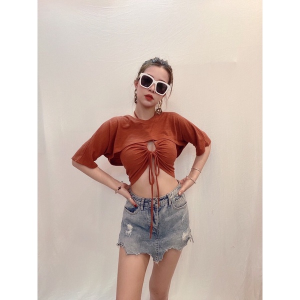 Set 2 Áo croptop thun len vnxk