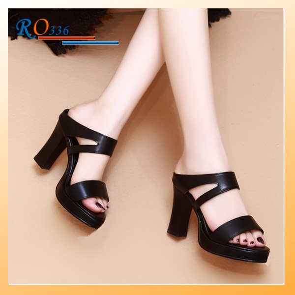 Giày sandal nữ 7 phân hai màu đen trắng hàng hiệu rosata ro336 trẻ trung thanh lịch