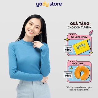 Áo thun nữ YODY giữ nhiệt dài tay cổ 3cm basic dáng ôm dễ mix đồ ATN4324