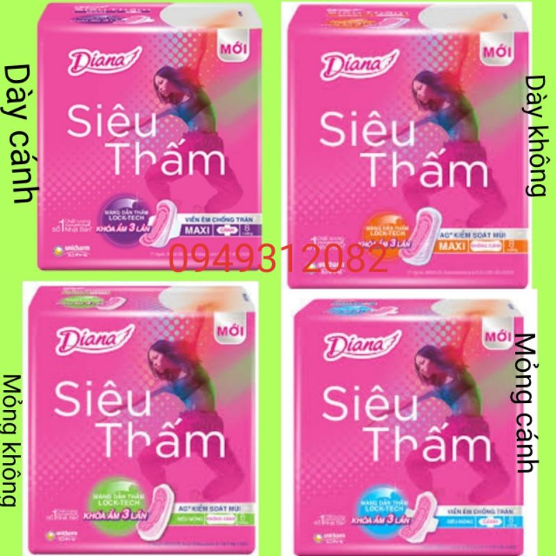 Băng vệ sinh Diana siêu thấm dày cánh