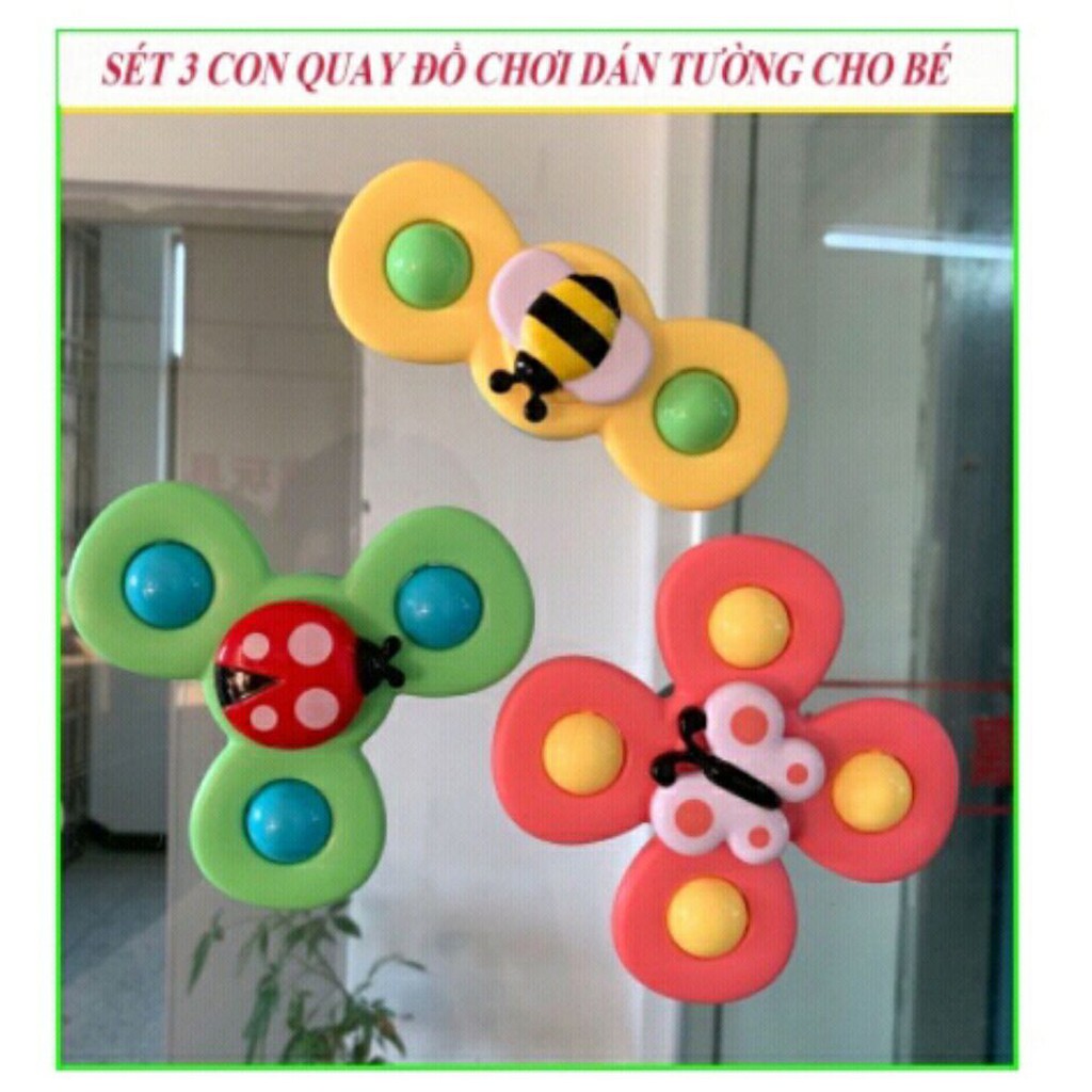 Sét 3 Con Quay Đồ Chơi Hình Cánh Hoa Dán Tường Cho Bé