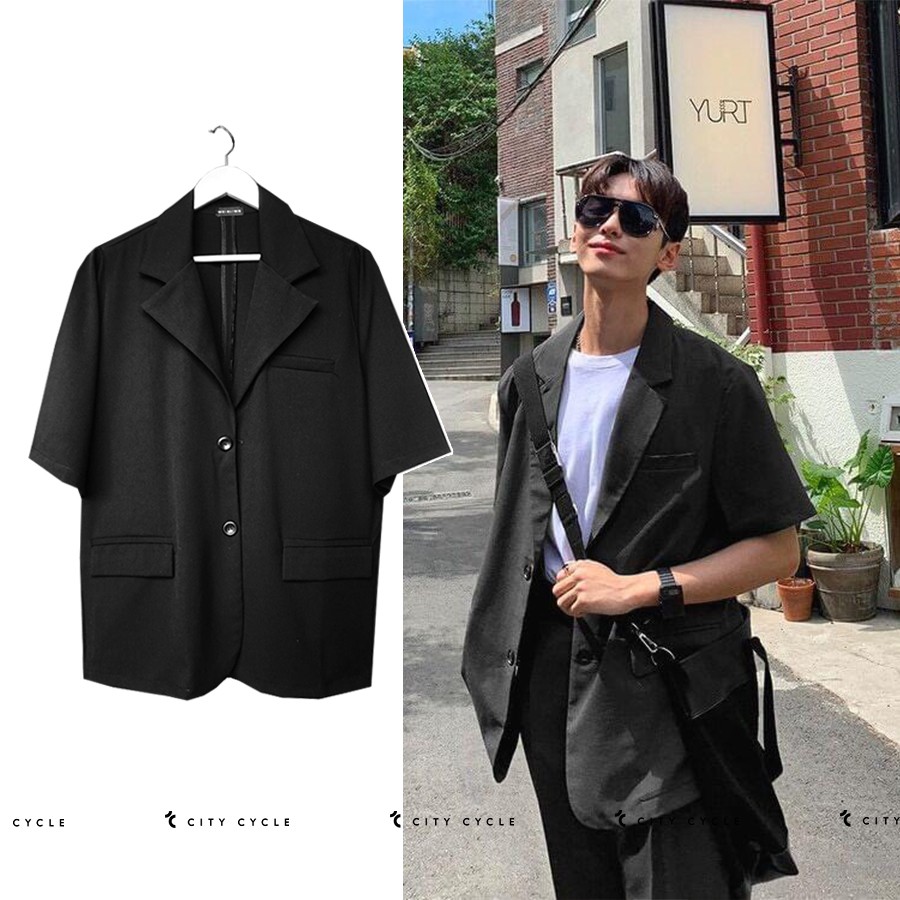 Áo khoác Blazer ngắn tay City Cycle - Áo vest tay lỡ Unisex form rộng Local Brand