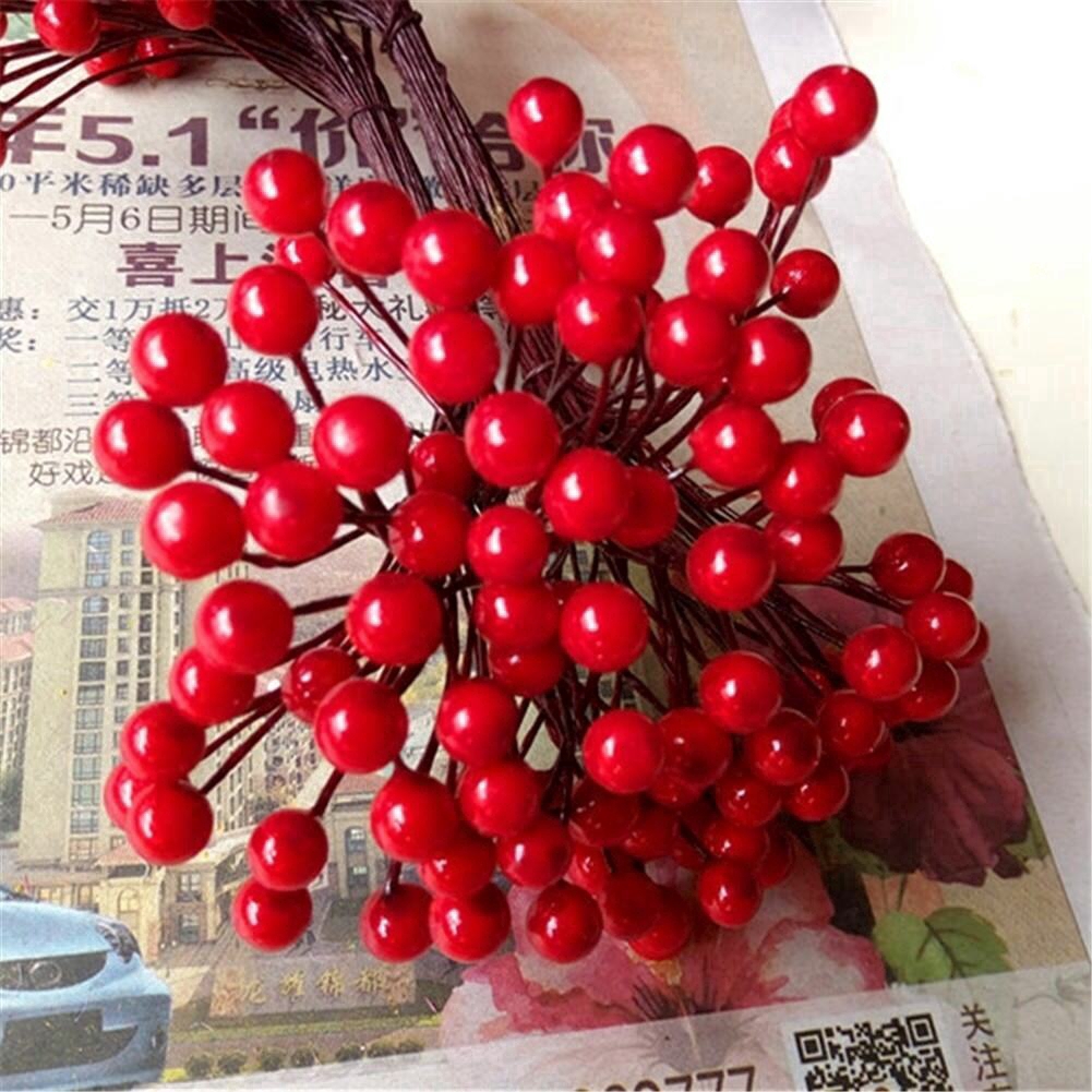 Set 50/100 quả cherry đỏ nhân tạo trang trí giáng sinh DIY