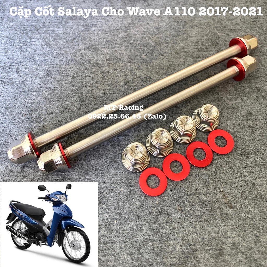 Cốt Bánh Salaya V2 Cho Wave A110 2017-2021 Chuẩn Inox304 Siêu Sáng Kèm Lông Đền Nhôm Đỏ