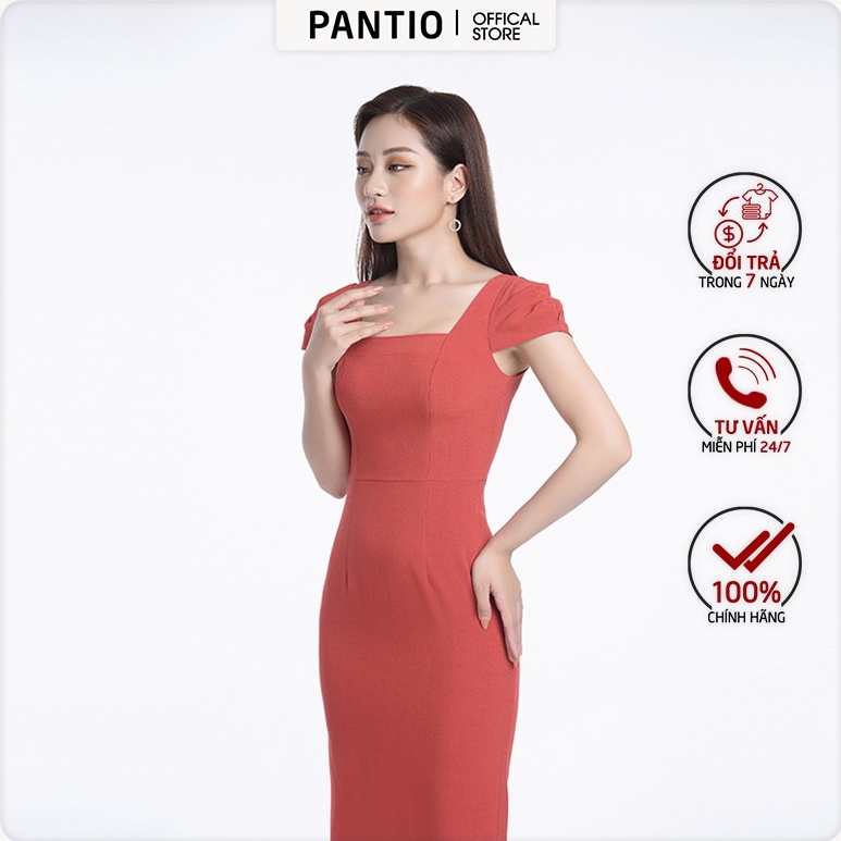 Đầm công sở chất liệu thô đũi dáng ôm ngắn tay FDC32746 - PANTIO