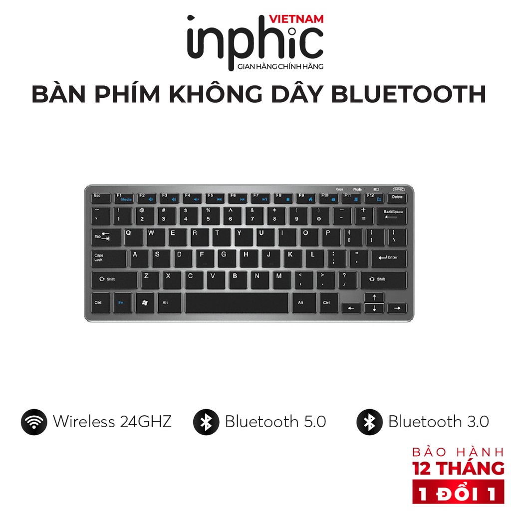 Bàn Phím Bluetooth Không Dây INPHIC V780B Tương Thích MacOS Windows Ipad - Siêu Mỏng và Gọn Nhẹ - Phân Phối Chính Hãng