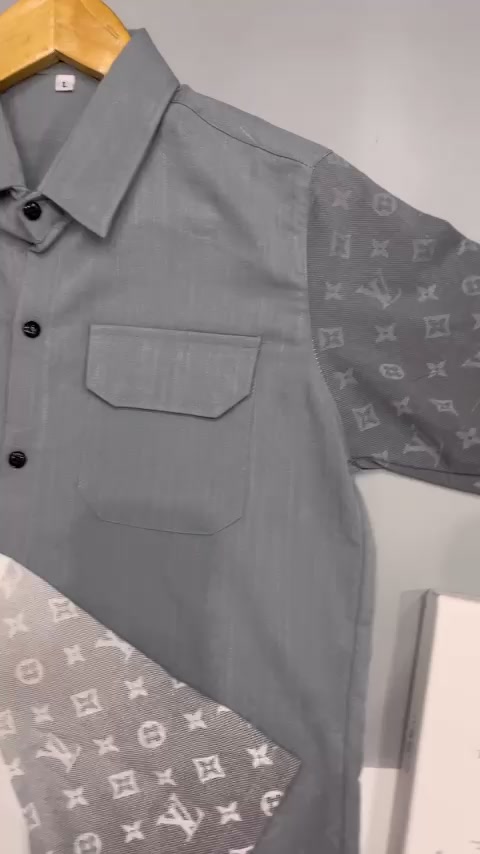 Áo sơ mi nam ngắn tay phối loang in họa tiết chữ nổi sang, đẹp chất vải đũi cao cấp mẫu mới giá rẻ | BigBuy360 - bigbuy360.vn