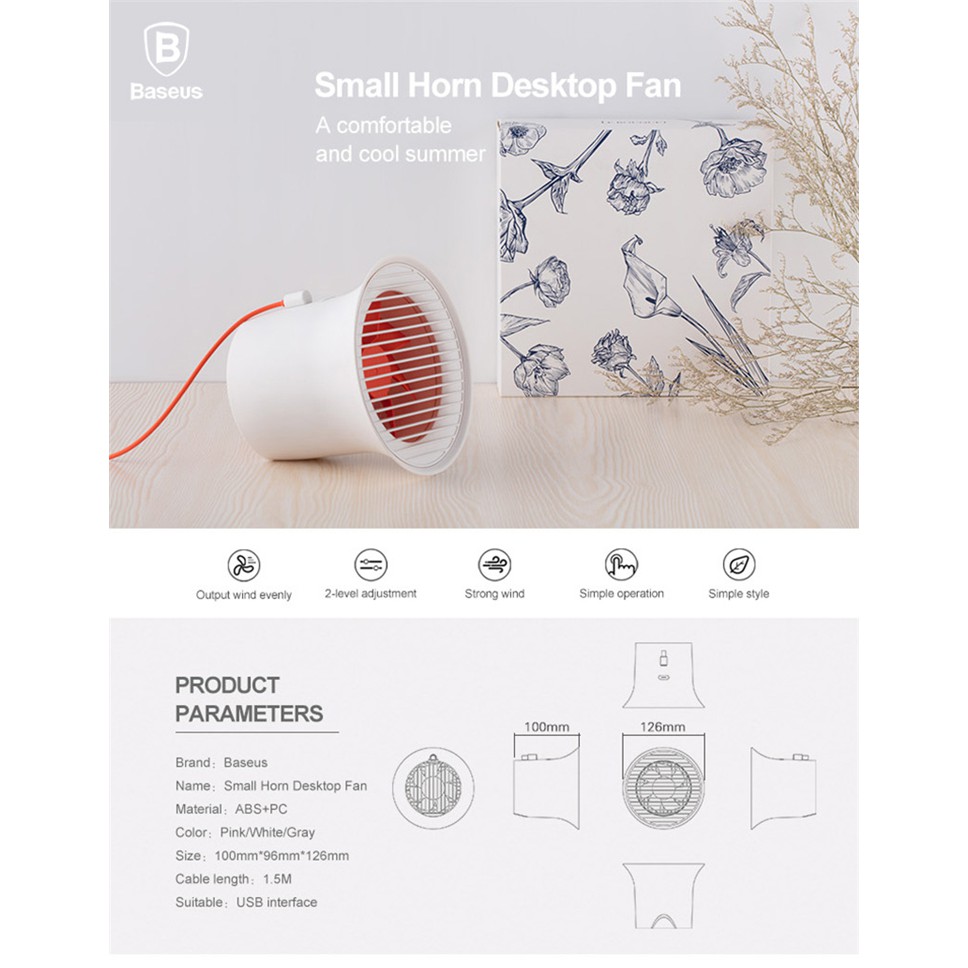 Quạt để bàn BASEUS Small Horn Desktop Fan CXLB-04