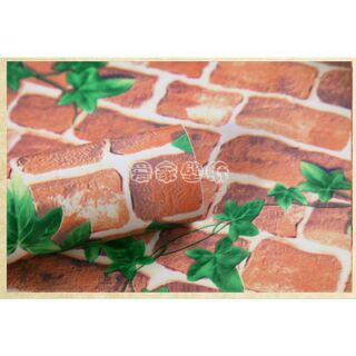 3m Decal dán tường gạch lát nâu đỏ và dây leo 3D