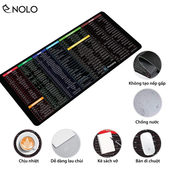 Lót chuột phím tắt văn phòng excel pad chuột cỡ lớn nhiều mẫu mã siêu bền ainme đẹp SP1