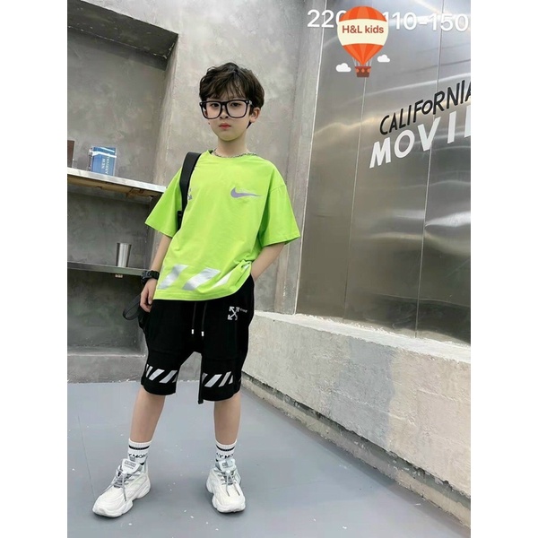 Bộ bé trai off white logo n.i.k.e áo in 2 mặt size đại cồ