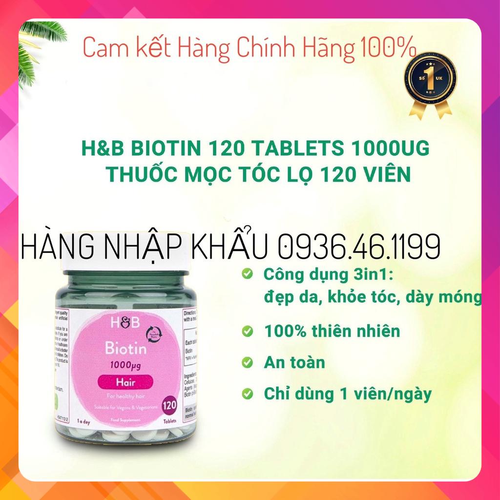 [GIẢM RỤNG-MỌC TÓC] Viên uống mọc tóc giảm rụng Biotin Holland &amp; Barett 120viên