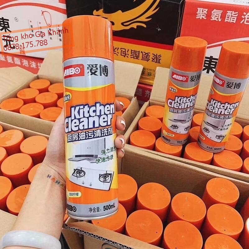 Bình Xịt Vệ Sinh Bếp Bọt Tuyết Đa Năng Kitchen Clear 500Ml - Chai Vàng Cực Mạnh Thần Thánh