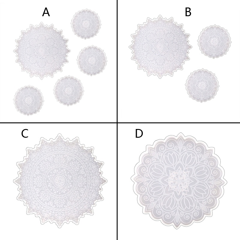Khuôn Silicon Làm Tấm Lót Ly Nước Chấm Hình Hoa Mandala Sáng Tạo Diy