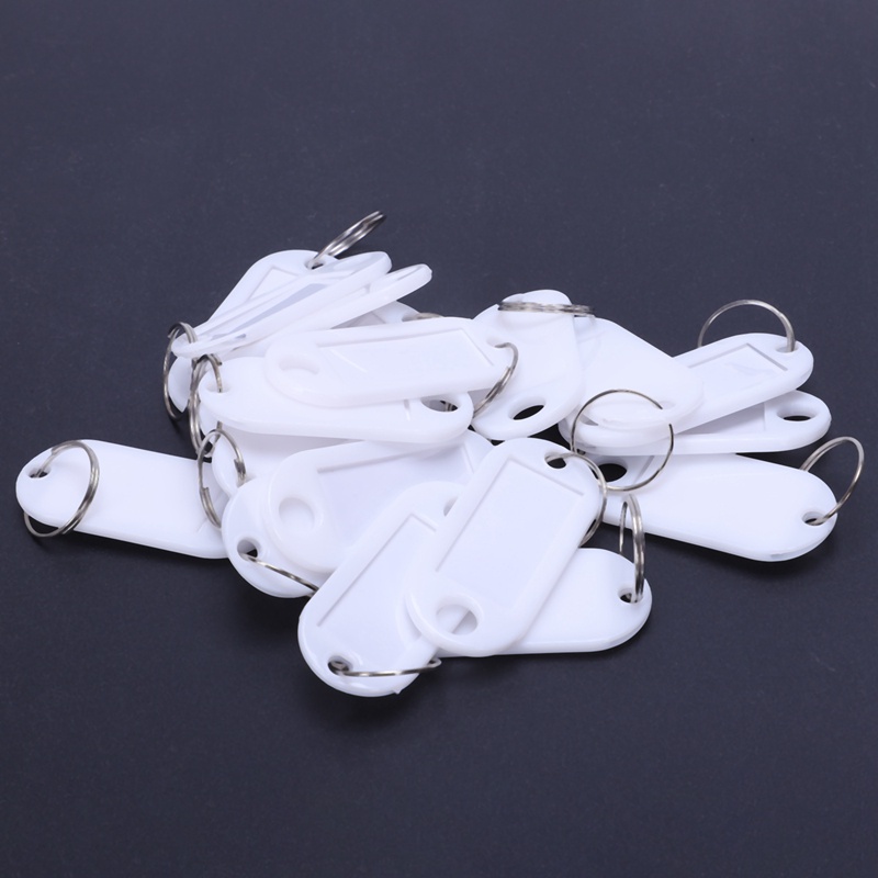 Set 20 Móc Khóa Thẻ ID Bằng Nhựa Màu Trắng