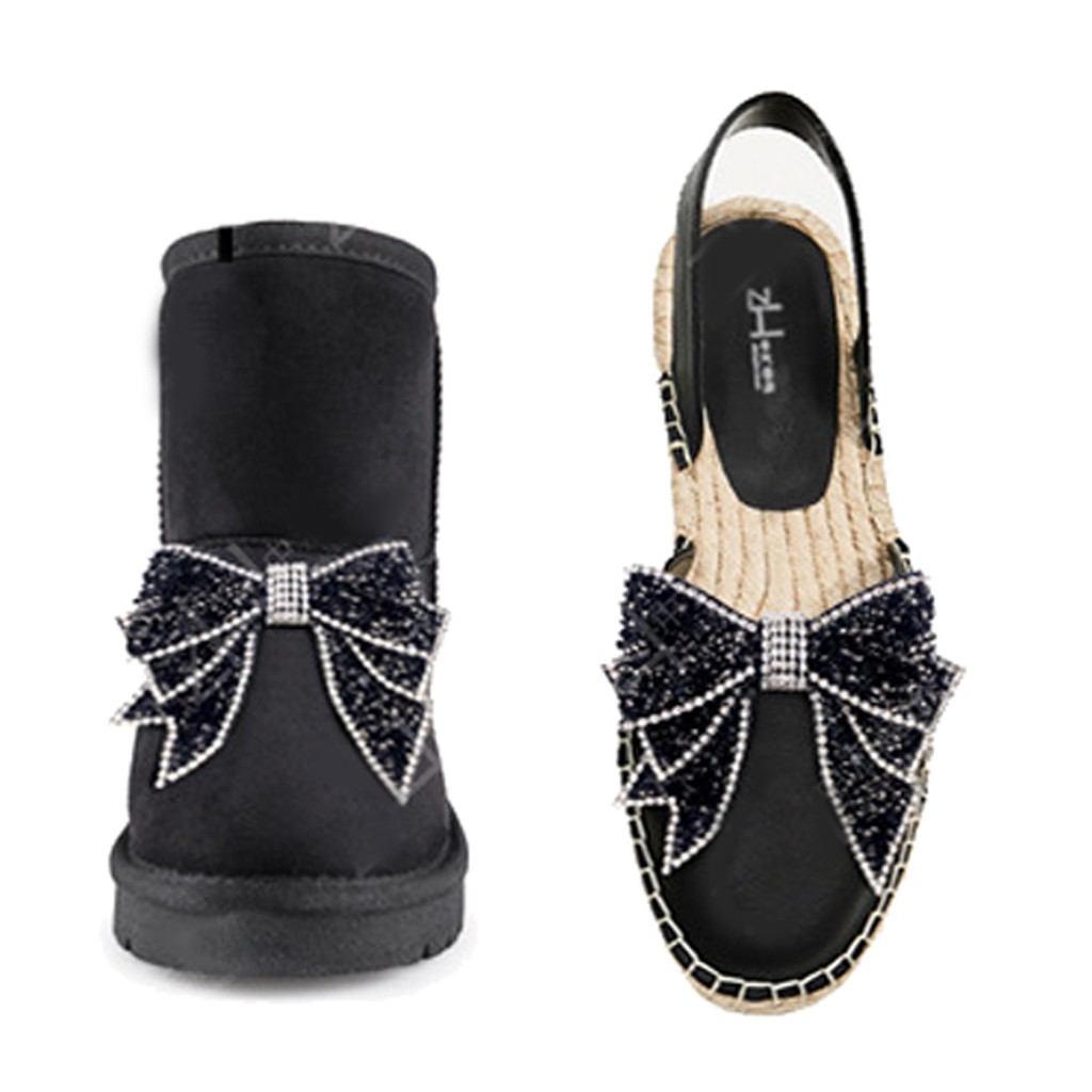 Set 2 nơ đính đá pha lê lấp lánh trang trí giày thời trang