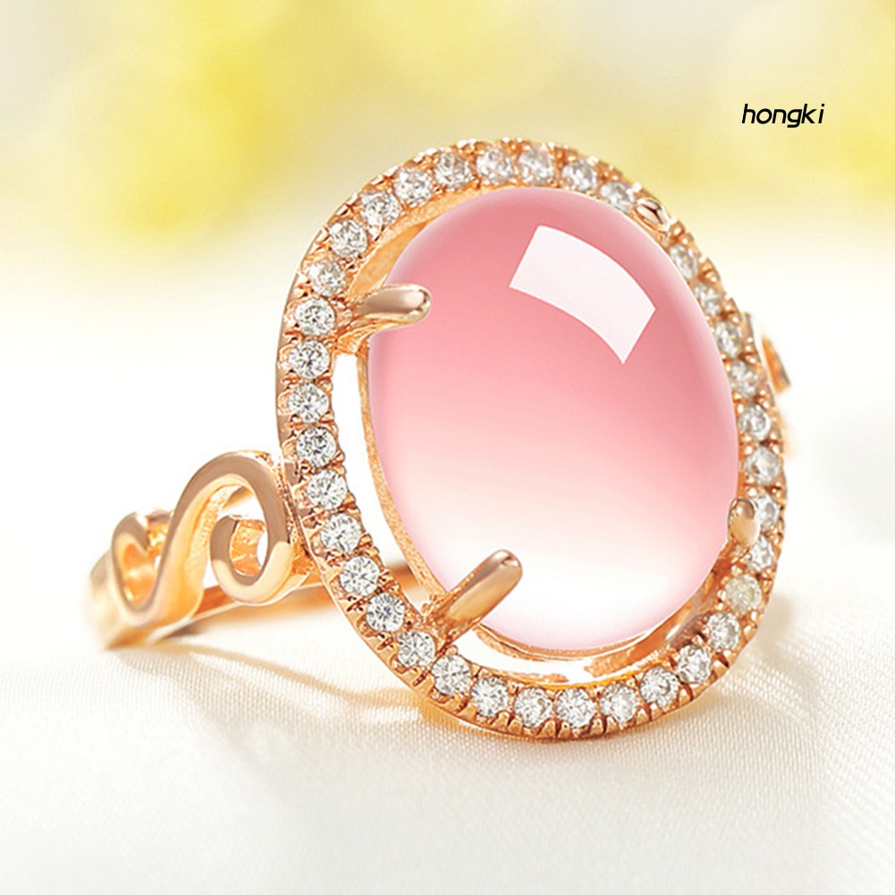 Nhẫn Hợp Kim Đính Đá Hình Oval Thời Trang Cho Nữ