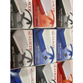 Hộp mực dấu gỗ tampon Lancer no.3 mã 229 đỏ đen xanh có sẵn mực tăm bông êm xịn