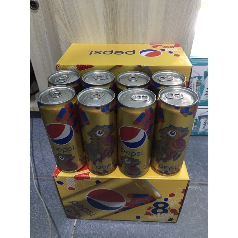 Hộp 6 Lon Nước Ngọt Có Ga Pepsi Vàng Mùa Tết