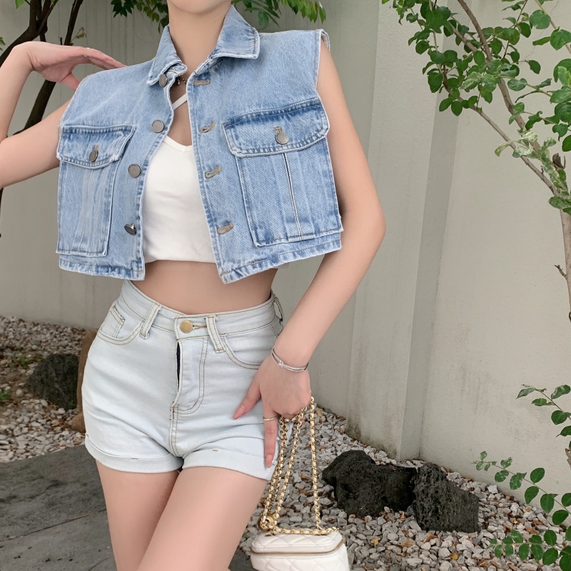 Áo Khoác Denim Không Tay Thời Trang Cá Tính