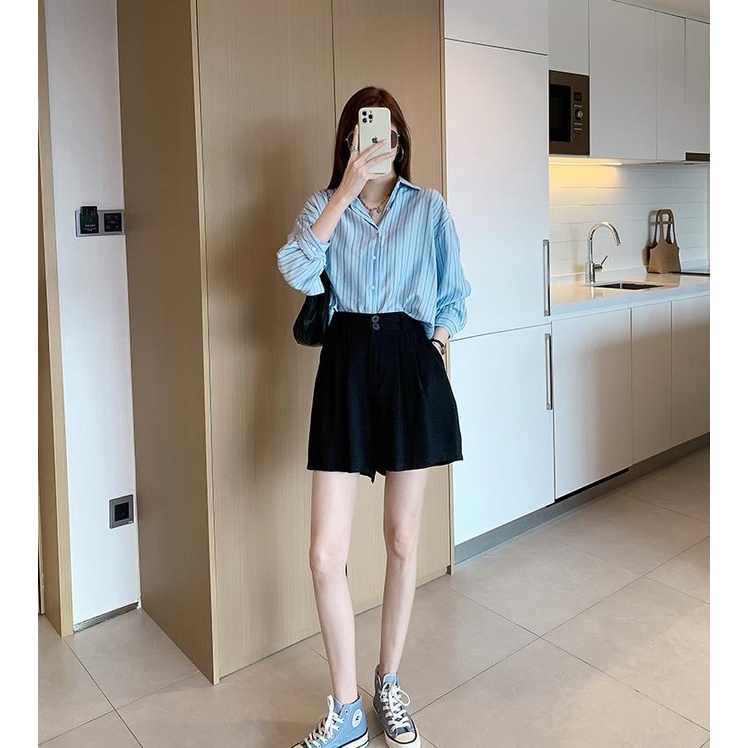 Áo Sơ Mi Nữ Dáng Rộng Họa Tiết Sọc Kiểu Dáng Mới