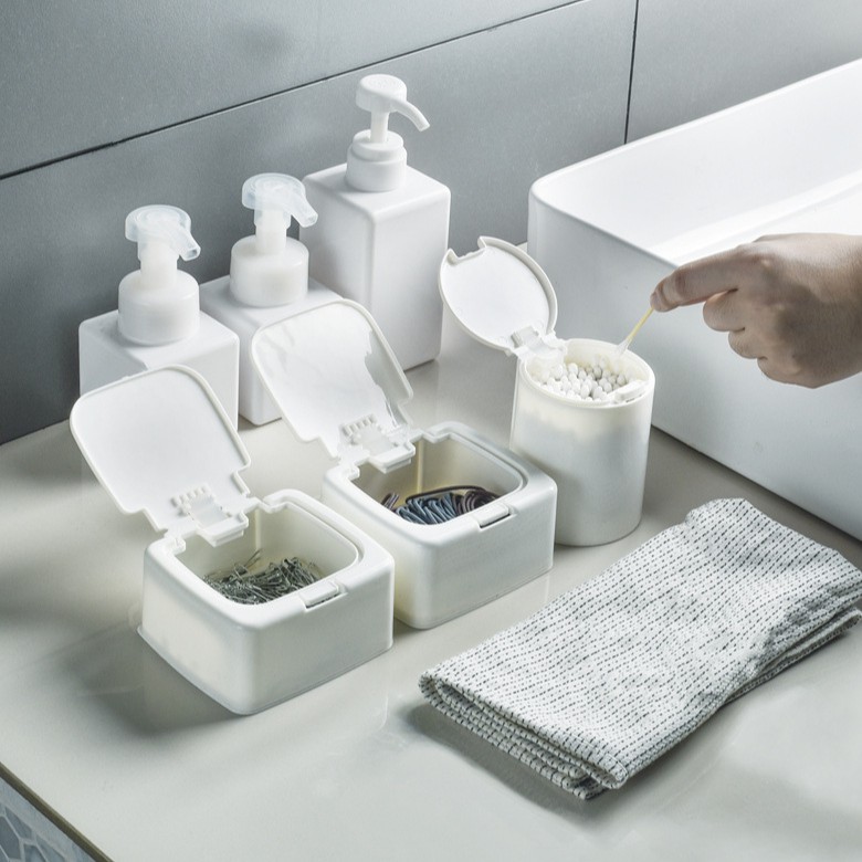 Hộp Nhựa Nhỏ Đựng Tăm Bông Chống Bụi Thiết Kế Tiện Dụng