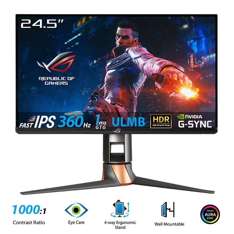 Màn Hình Gaming ASUS ROG SWIFT PG259QN 24.5 Inch (FHD/IPS/360Hz/1ms/10bit/G-SYNC) - Hàng chính hãng
