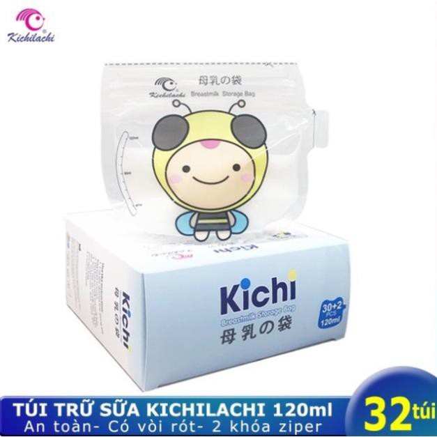 Hộp 32 túi trữ sữa Mẹ 120ml Hình Ong Kichilachi K32V Công Nghệ Nhật