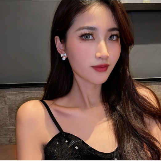 Bông tai nơ giọt nước đính đá phong cách Hàn Quốc siêu xinh shop Phụ Kiện Tiên Tiên