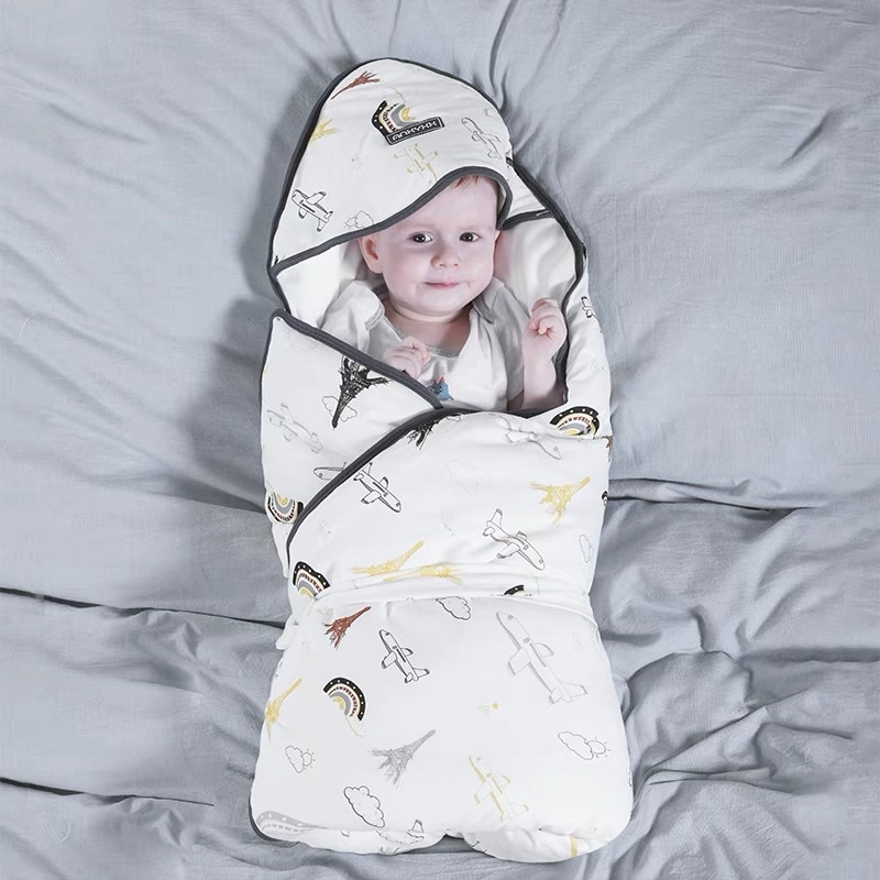 Chăn ủ kèm mũ 4 trong 1 cotton Hàn cho bé trai và bé gái hàng si tuyển độ mới cao