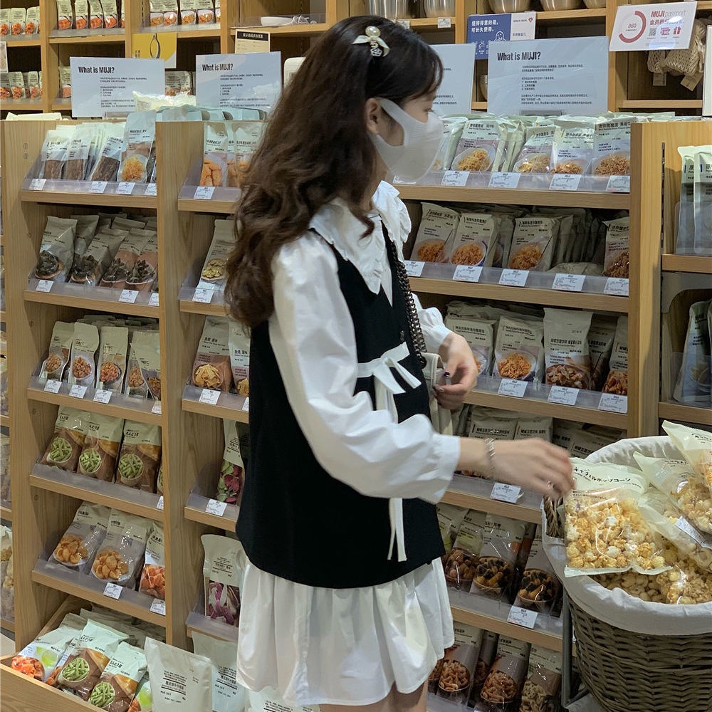 Áo thun nữ tay dài cổ búp bê phong cách Hàn Quốc mới