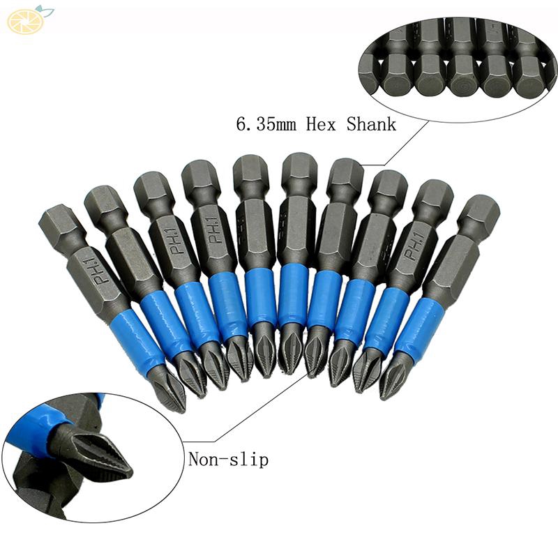 Bộ 10 đầu tuốc nơ vít nam châm 50mm PH1/PH2/PH3/PZ1/PZ2/PZ3