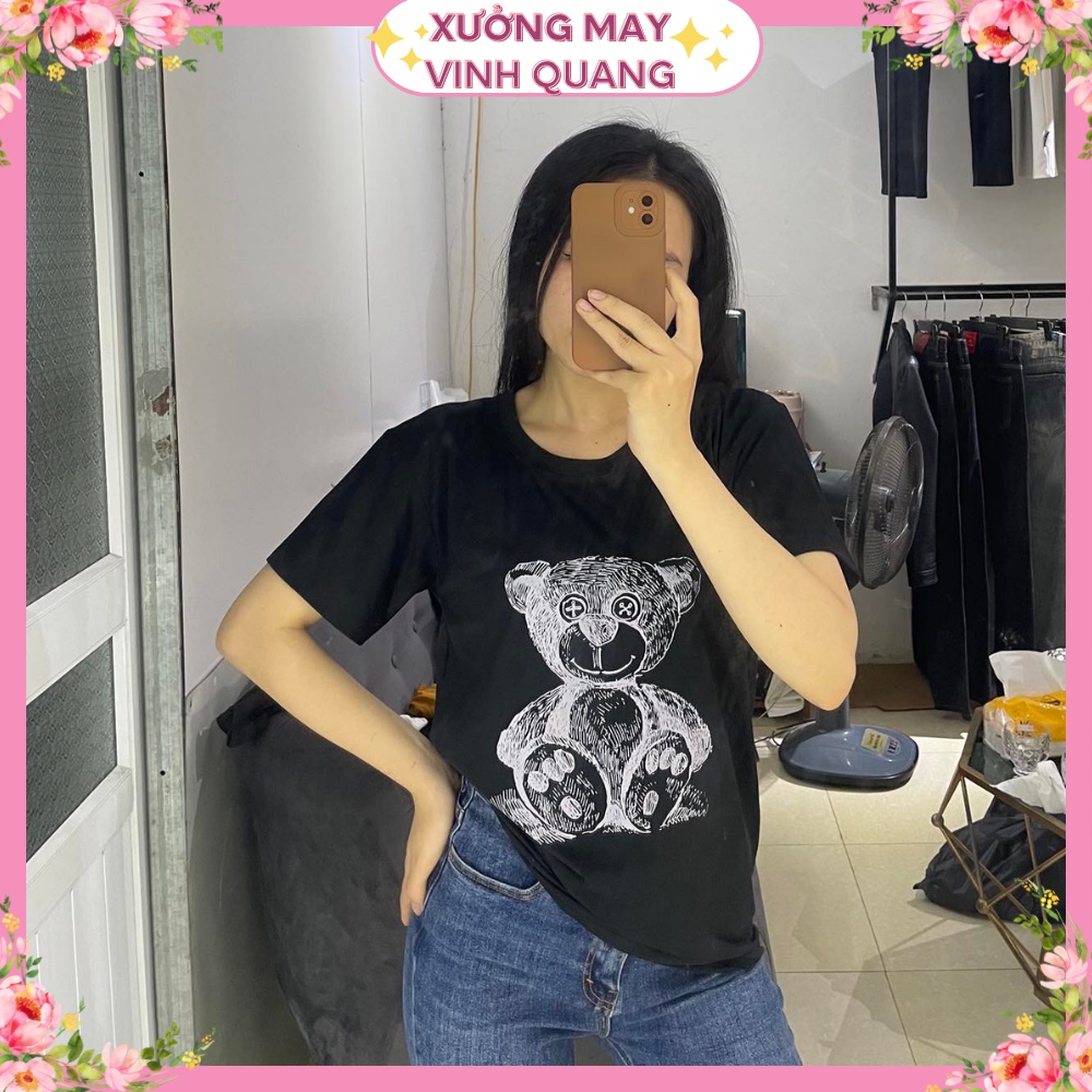 Áo phông nữ ngắn tay thời trang in hình gấu siêu cute,chất liệu cotton | BigBuy360 - bigbuy360.vn