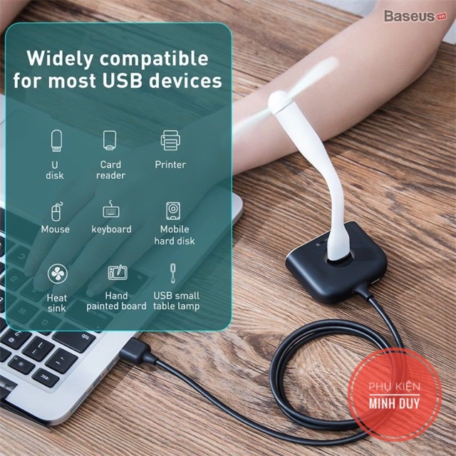 Bộ HUB chia cổng USB Baseus Square Round 4 in 1 (Type-c/ USB 3.0 to USB3.0*1 + USB2.0*3 Smart Adapter)